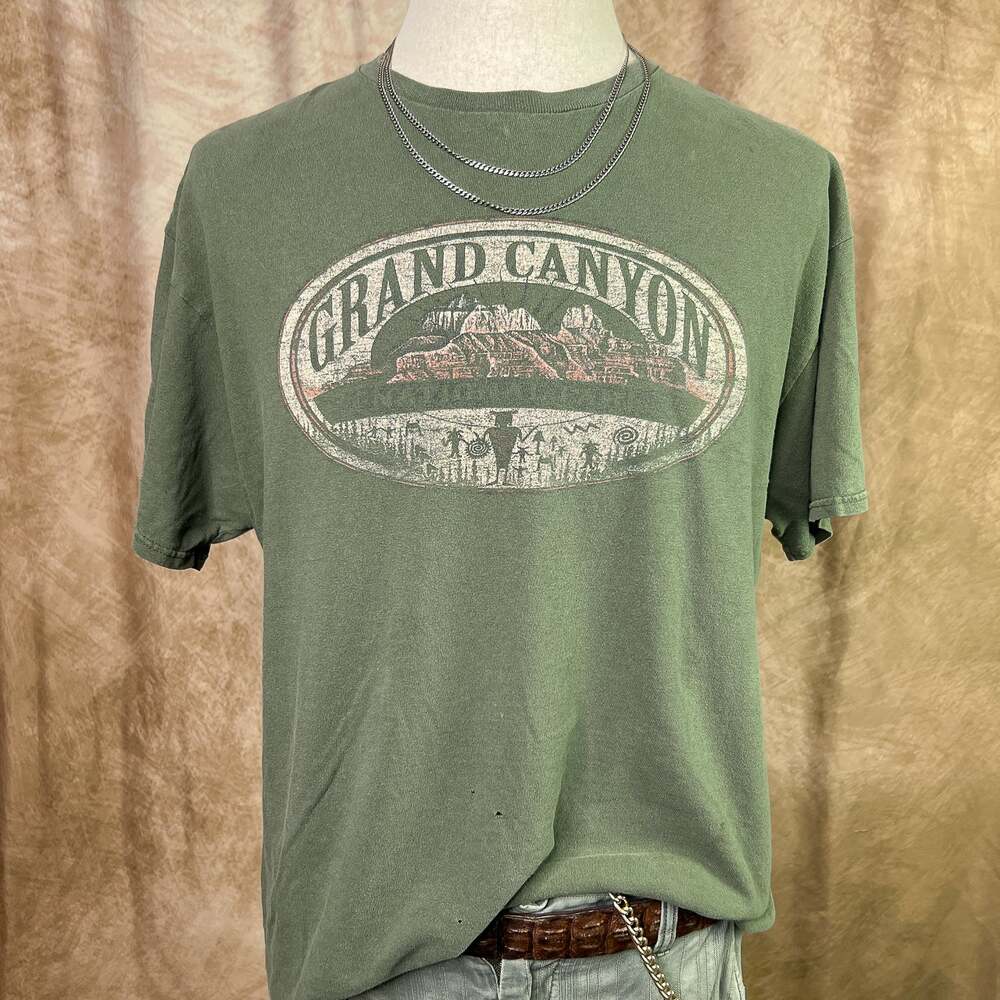 Grand Canyon T-Shirt National Park Graphic Tee Green Short Sleeve Outdoor Hiking